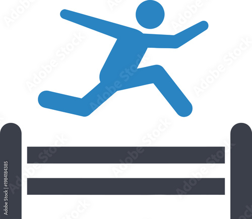Hurdle Race Icon Vector Obstacle Challenge Barrier Jump Athlete Competition Sport Training