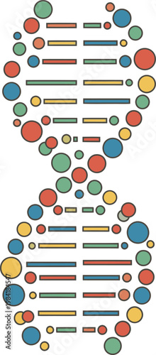 DNA strand vector colorful circles genetic code helix structure science biology medicine research