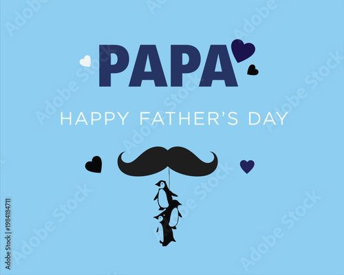 Happy father's day card with mustache and heart graphic