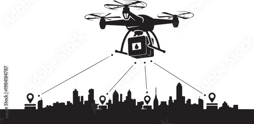 Fishing boat, industrial vessel, silhouette icon, black and white graphic