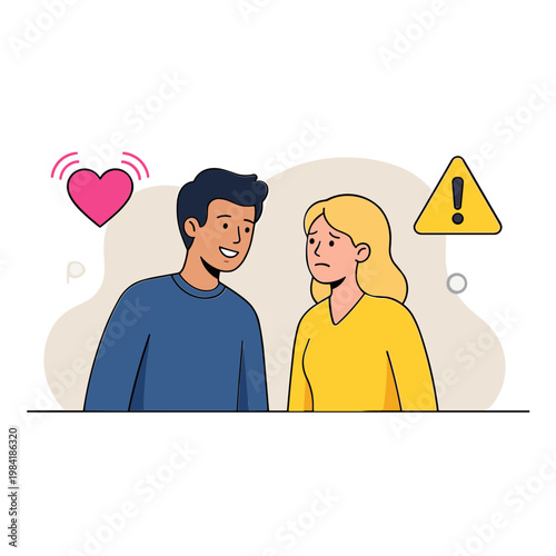 A man and woman communicate with concern and love in a conversation indoors.