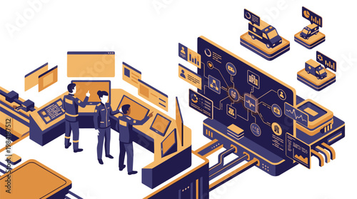 A dedicated team of emergency dispatchers coordinates rescue operations using a sophisticated digital network interface inside a modern command center.