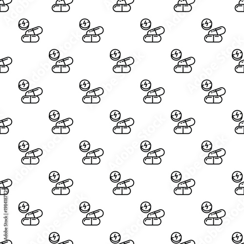 Medical pills pattern with lightning bolt symbol representing energy and health
