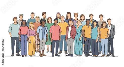 Flat Vector Diverse People Inclusive Society Unity Equality Minimal Illustration