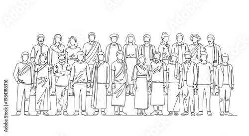 Flat Vector Diverse People Inclusive Society Unity Equality Minimal Illustration