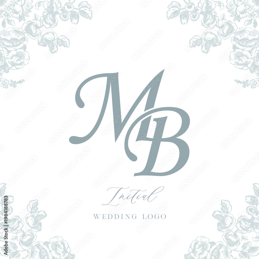 Fototapeta premium Elegant MB Initial Minimalist Calligraphy Monogram Logo