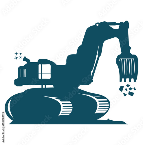 Excavator logo template vector. Heavy equipment logo vector for construction company. Creative excavator illustration for logo.