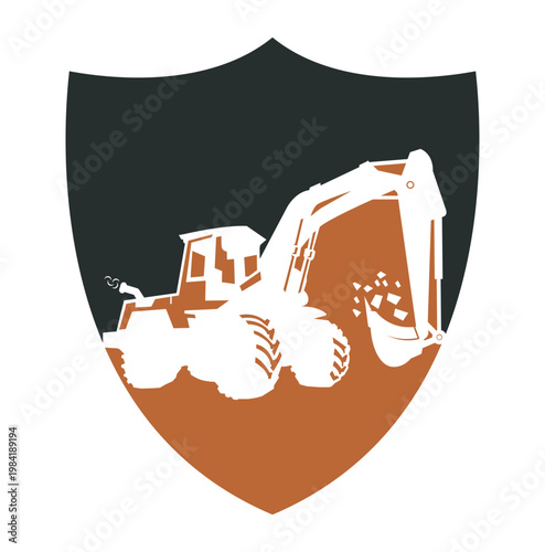 Excavator logo template vector. Heavy equipment logo vector for construction company. Creative excavator illustration for logo.