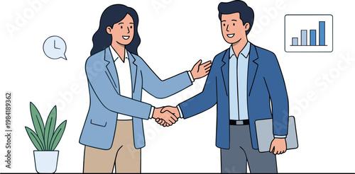 Business colleagues shake hands in office meeting