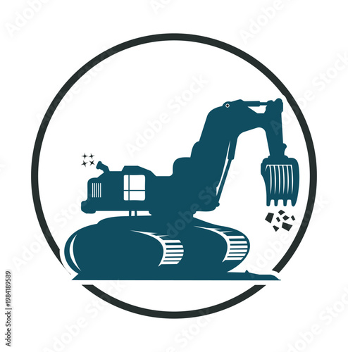 Excavator logo template vector. Heavy equipment logo vector for construction company. Creative excavator illustration for logo.