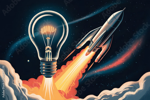 Light bulb concept illustration with space for your text representing idea creativity and innovation