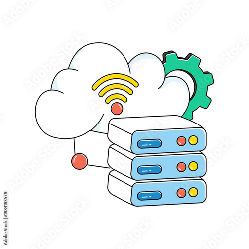 A unique design icon of cloud server management 