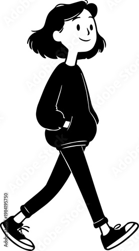 후드를 입고 걷고 있는 여자