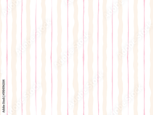 Seamless vector pattern with warm beige and soft pink vertical stripes Minimal elegant textile design ideal for bed linen, baby bedding, nursery interiors, fabric prints, wallpaper and cozy home decor