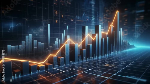 Digital visualization of financial market growth and urban development trends