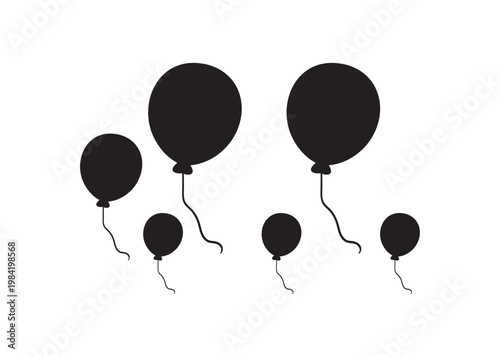 Bild auf Leinwand Five dark balloons floating and attached with strings balloons floating celebrat