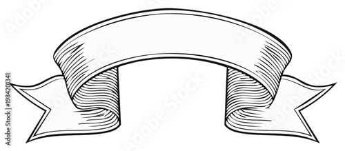 Vintage Ribbon Banner Vector Illustration Hand Drawn Style Blank Space for Text or Graphic Design