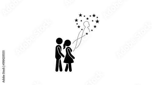 Couple's Connection Stars and Hearts Symbolize Shared Love