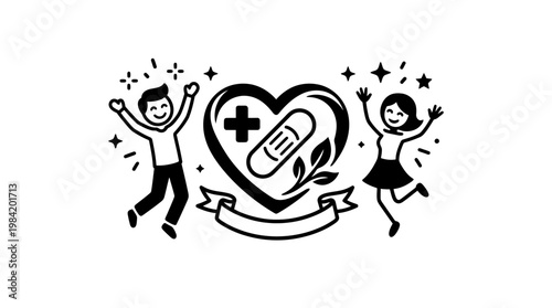 Healthy Lifestyle and Medical Care Concept in Black and White