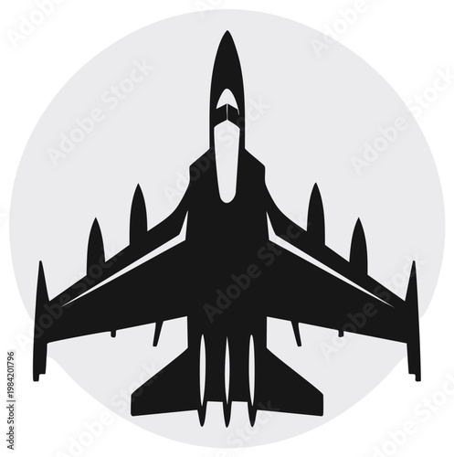 Silhouette of a Fighter Jet in Flight Illustration of Aviation and Military Aerospace
