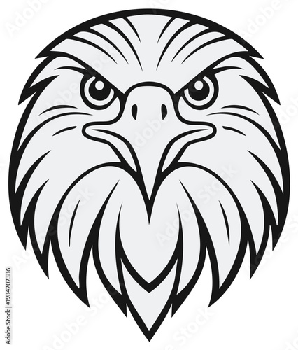 Majestic eagle head symbol in a powerful and fierce graphic illustration style