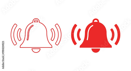 Ringing Bell Notification Icons Set Modern Alert Symbols for Digital Communication, Important Reminders, and Alarm System Indicators