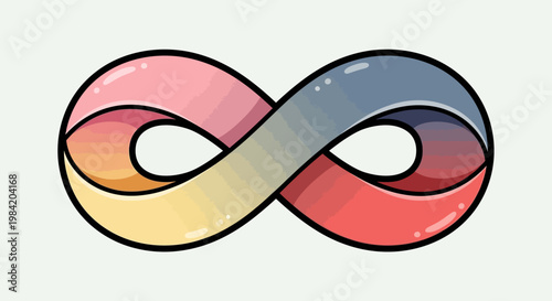 The infinity symbol, a representation of endlessness, often used in mathematics and spirituality, illustrated with a gradient of warm and cool colors