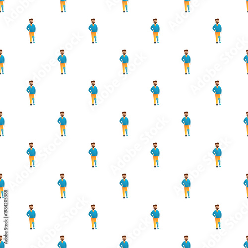 Seamless pattern featuring a man illustration with an artificial limb