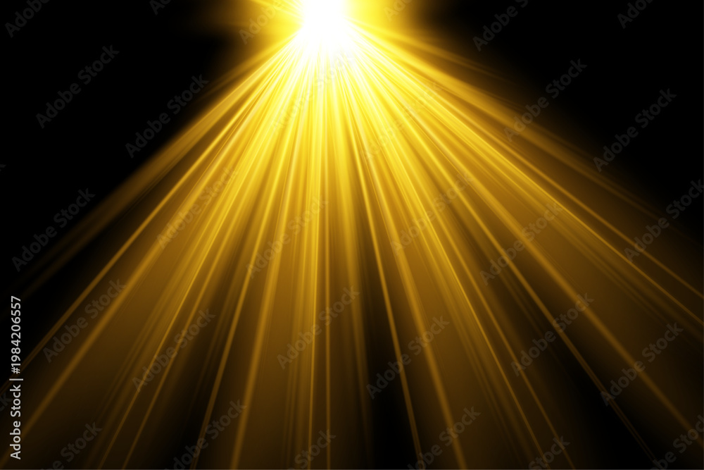 Obraz premium Dramatic golden light effect radiant beams and intense illumination for visual impact