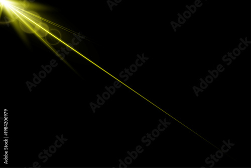 Dramatic golden light effect a radiant beam of light on black background