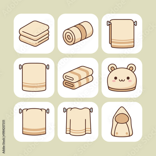 Set of modern vector illustrations of various pink-handled spoons including tablespoons, ladles, small scoops and a charming cat-faced decorative spoon for kitchen use.