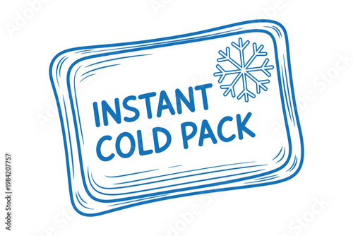 blue instant cold pack label with snowflake
