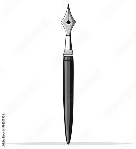 Elegant vintage fountain pen with silver nib and dark handle for writing and calligraphy