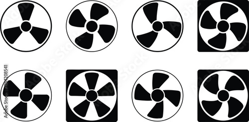 Eight radioactive hazard symbols a collection of warning signs
