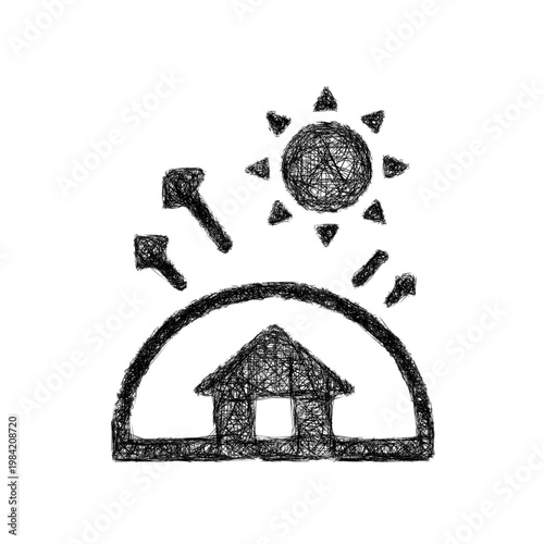 Sketch greenhouse effect icon design