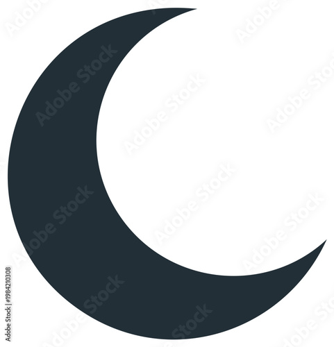 Dark Crescent Moon Shape Against White Background Abstract Celestial Body Symbol