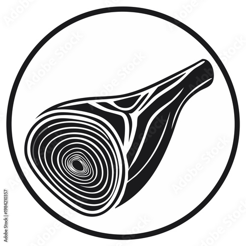 Abstract Circular Art of a Sectioned Leek or Onion Stylized Food Illustration