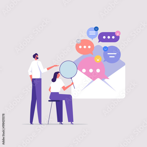 Analysis on customer feedback concept, brand reputation or positive review, rating or survey, business people analyze feedback or review from customer