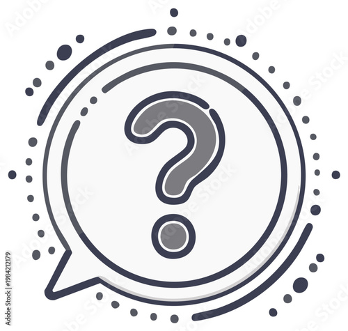 Question mark speech bubble icon, graphic design element.