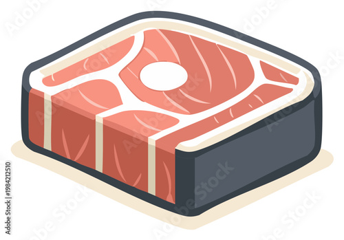 Isometric Raw Steak Cut Illustration, Fresh Beef Meat Food Icon