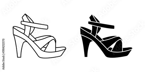 High Heels icon set. Vector of high-heeled platform sandals. vector illustration on white background