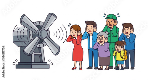 Loud Industrial Fan Causing Discomfort to People.