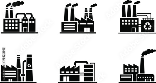 A set of industrial factory icons