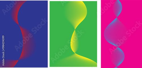 Modern Abstract Wavy Gradient Lines Background Set,