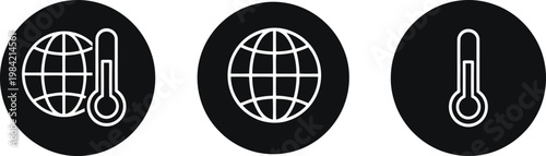 Global warming and temperature icons