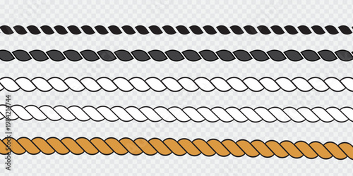 Fotografía Seamless swaying black nautical decorative rope border brush strokes design for