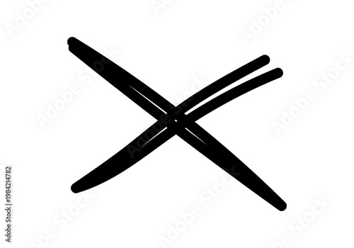 Símbolo de aspa o equis dibujada con trazos negros gruesos