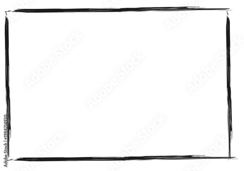 Marco rectangular negro con trazo de pincel fino e irregular