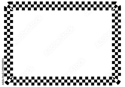 Marco rectangular con borde de patrón de tablero de ajedrez en blanco y negro 
