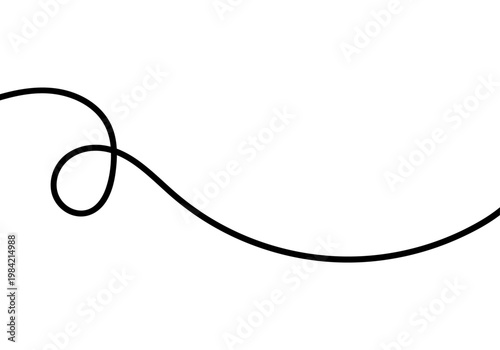 Línea negra con bucle y trazo fluido
